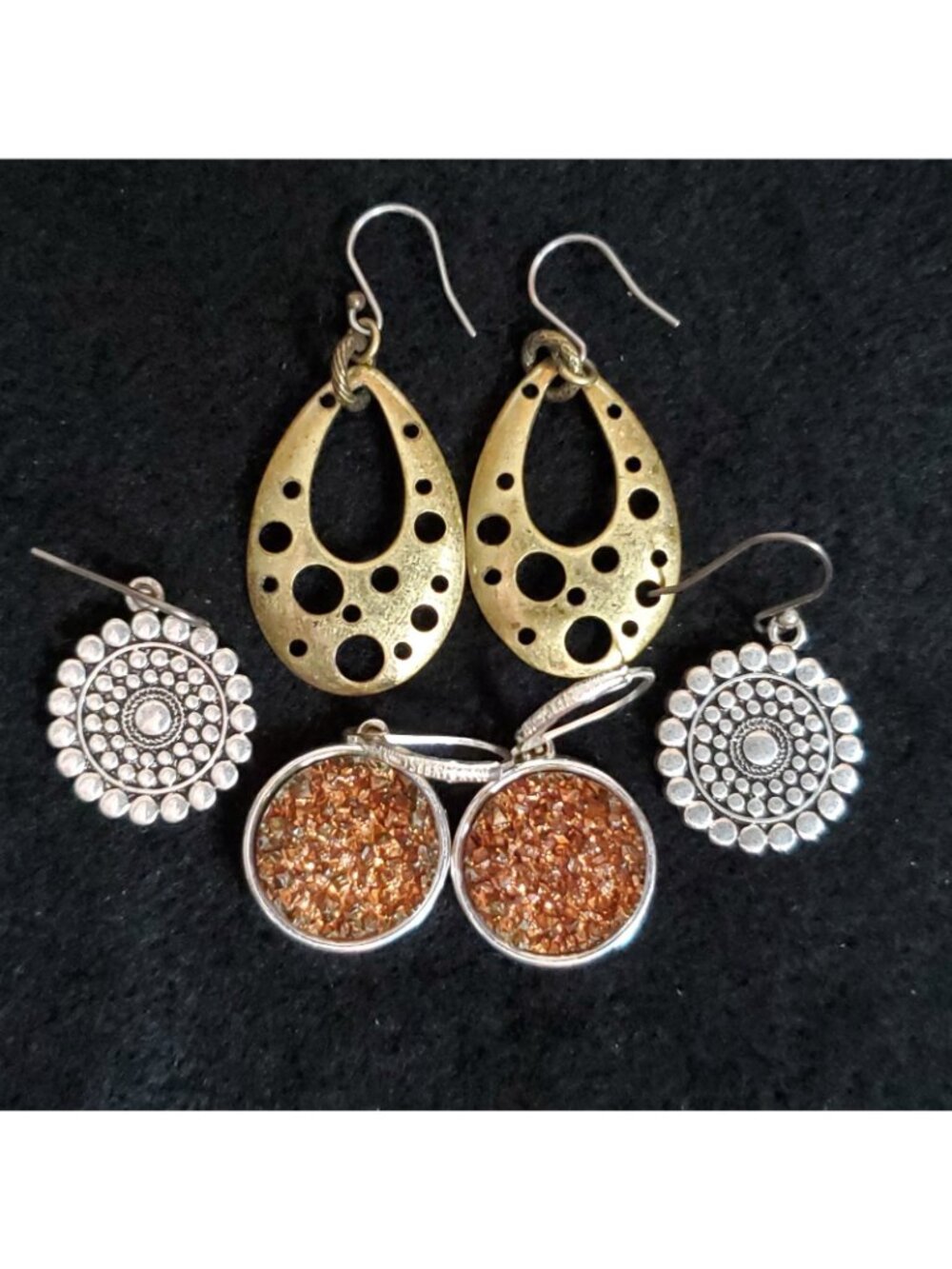 Dangle Earring Lot Of 7 Pair Pierced Glass Stone Metal Joan Rivers Sm Med - Picture 3 of 8